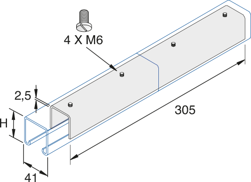 Eclisse intérieur rail Unistrut